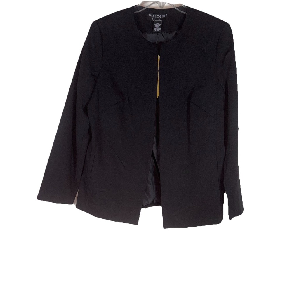 Dialogue Classics Black Suit Jacket Petite 10P Career One Button Closure